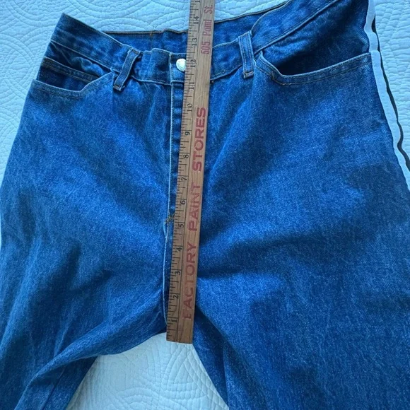 Vintage Denim with Black and White Stripes High Rise wife Leg Large NAVI - Picture 11 of 13